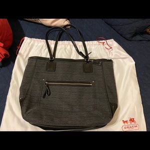 Coach Logo Tote Bag with Patent Detail